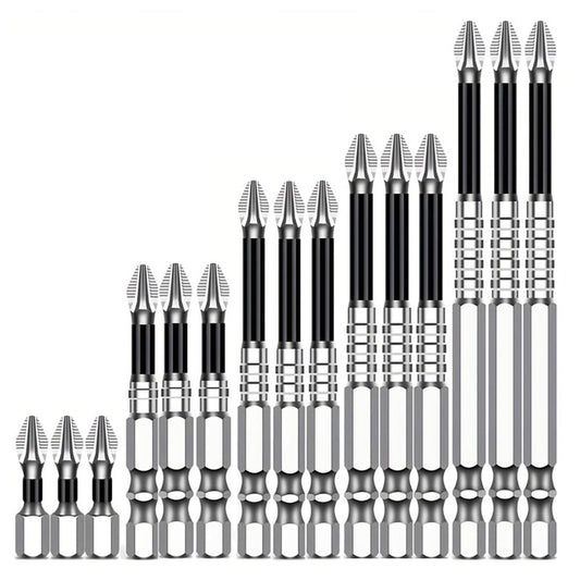 15pcs Non-Slip Anti-Impact Threaded Drill Bit Set, High Magnetic Electric Screwdriver Drill Kit - High Hardness, Durable, Non-Slip, Shockproof Magnetic Drill Bit