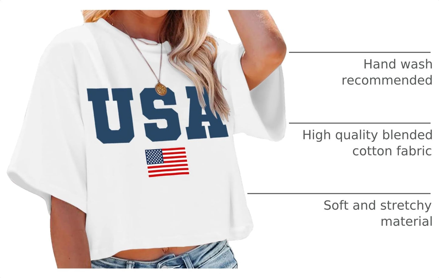 American Flag Crop Tops Women USA Crop Shirt Patriotic 4th of July Tee Memorial Day Tshirt Girls Crop Tops