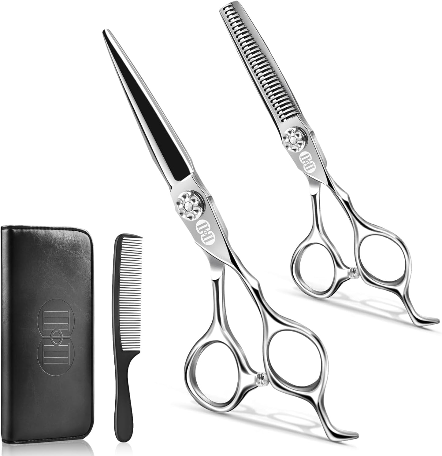 Professional Hair Cutting Scissors Kit - 440C 6.7 Inch Barber Shears Set | Hairdressing & Beard Trimming