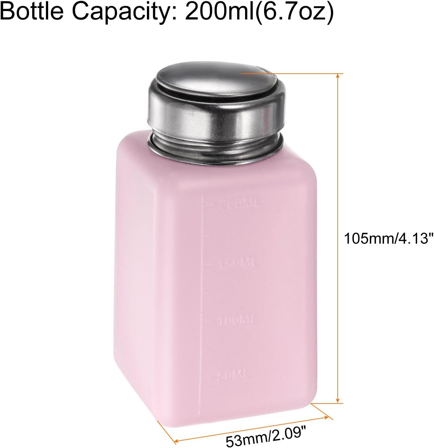 Harfington Alcohol Dispenser Pump Bottles - 200ml Push Down Liquid Dispenser with Sealing Stainless Steel Lid | Pink