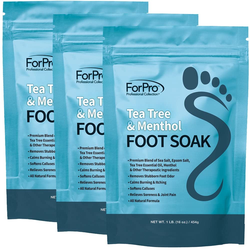 Tea Tree Oil Foot Soak | Epsom Salt & Menthol for Athletes Foot, Odor & Calluses - 3 Pack, 16oz