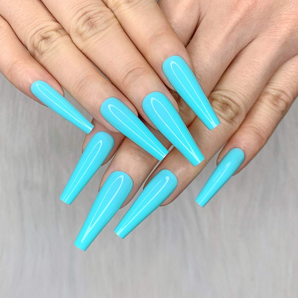 Ballerina Long Coffin Glossy Fake Nails - 24pcs Red Press-On Nail Tips for Women