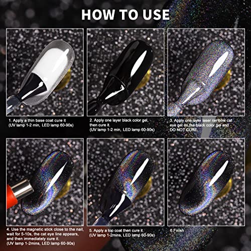RARJSM Cat Eye Gel Nail Polish Variation RAR258 - Galaxy Chameleon Magnetic Hot Pink Holographic Glitter Soak Off UV LED Manicure 7.5ML