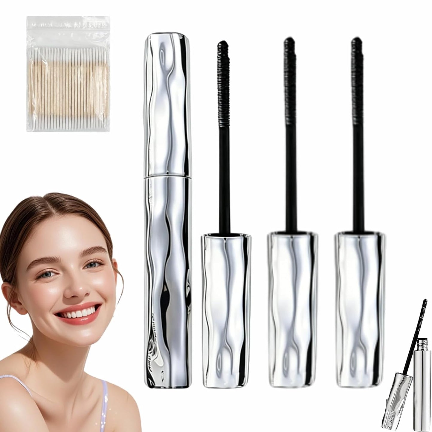 Waterproof Fiber Mascara - Volume & Length Without Clumping | Smudge-Proof, Natural Finish (3pcs)