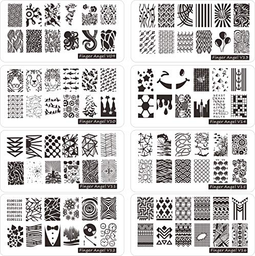 FingerAngel 21-Piece Nail Stamping Kit with 16 Stainless Steel Plates