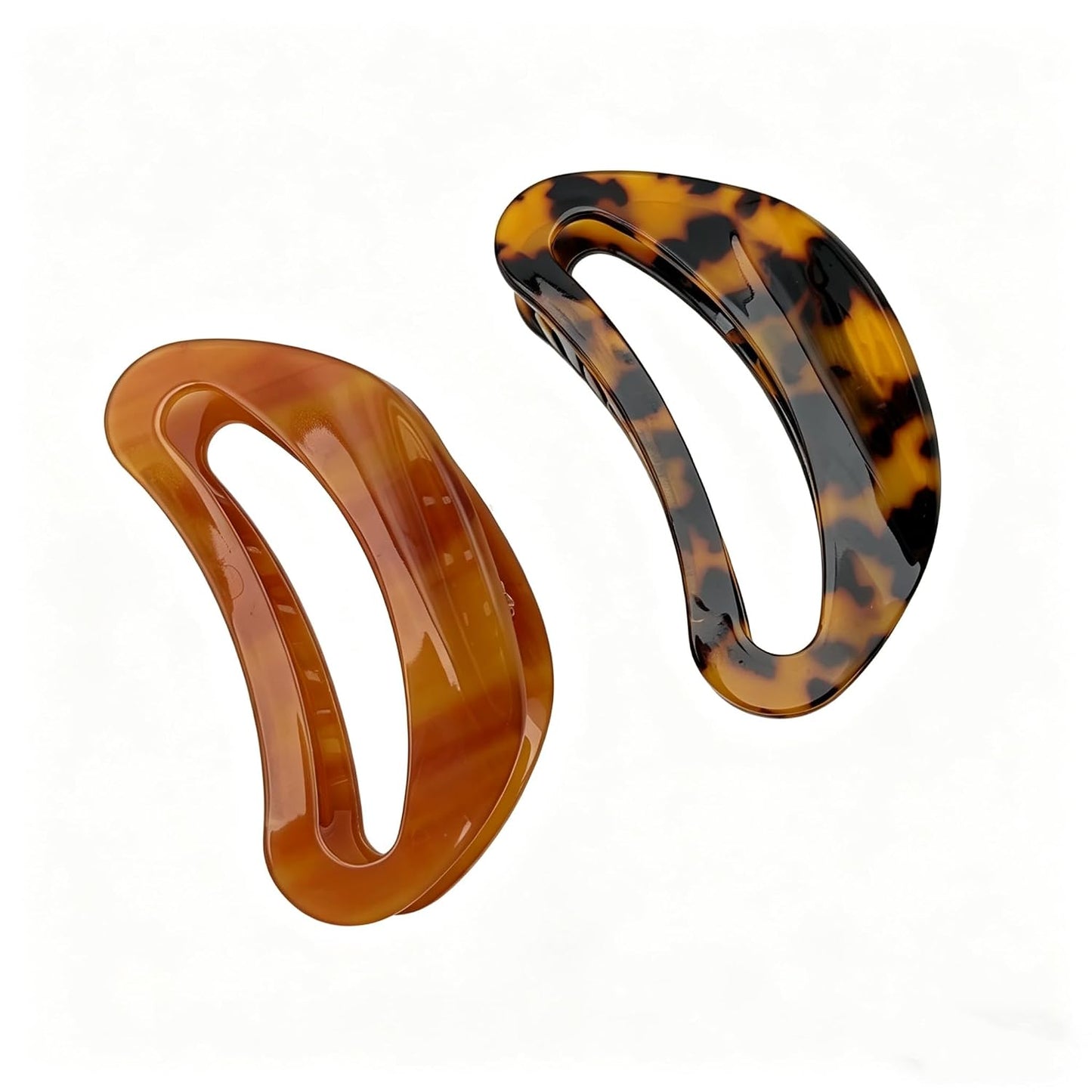 Tortoiseshell Hair Claw Clips - 2PCS Strong Hold Cellulose Acetate for Thick Hair | Leopard Print Medium Size Accessories