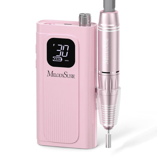 MelodySusie Nail Drill - 30000RPM Rechargeable E-File with LCD Display | Ideal for Manicure, Gel Removal & Nail Art Practice, Pink