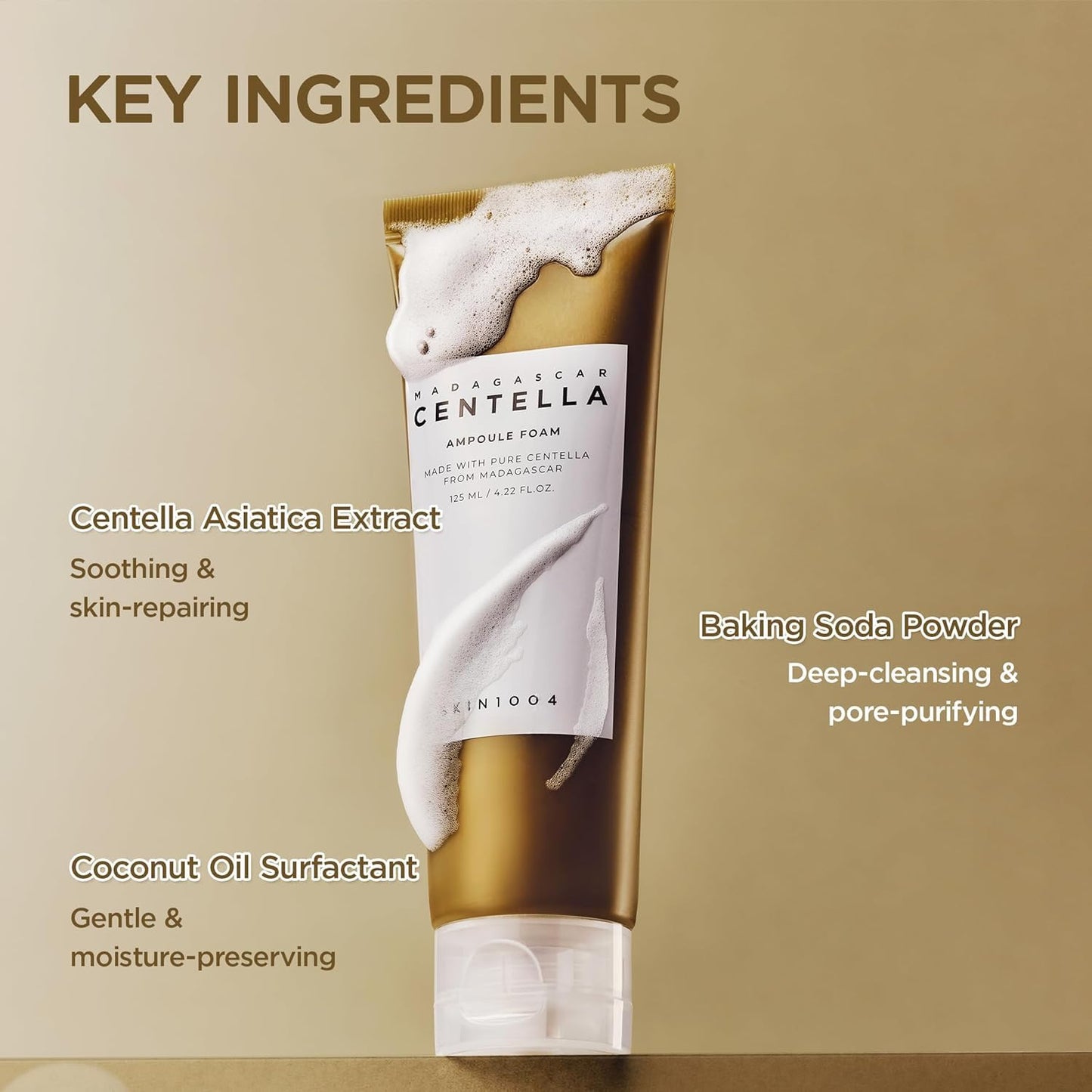 SKIN1004 Madagascar Centella Ampoule Foam - Gentle Korean Face Cleanser & Makeup Remover | 4.23 fl. oz.