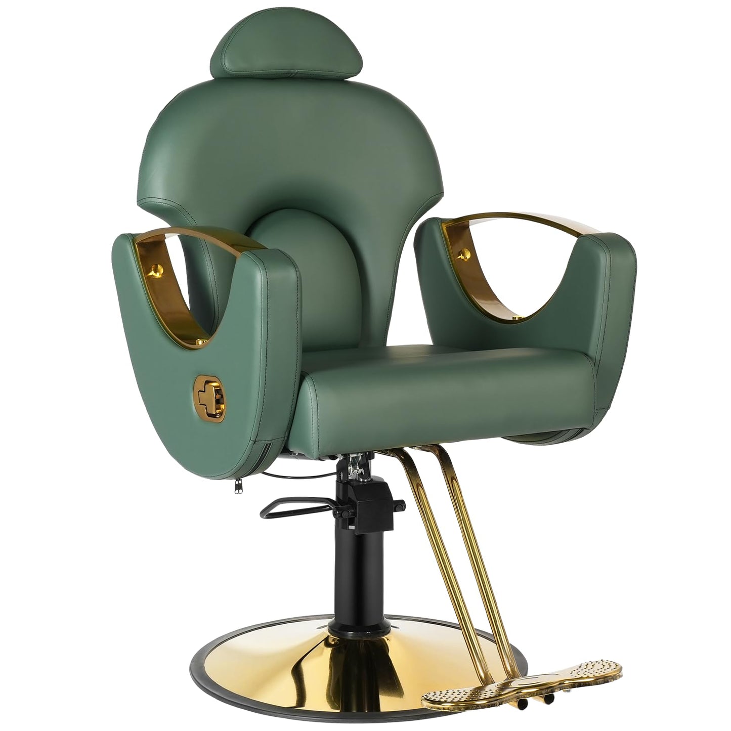 Tythical Salon Chair for Hair Stylist, Barber Salon Chair Reclining Hairdresser Chair with Hydraulic Pump 360 Swivel Styling Braiding Chair for Home Barbershop Tattoo Shampoo Spa, Green Glod