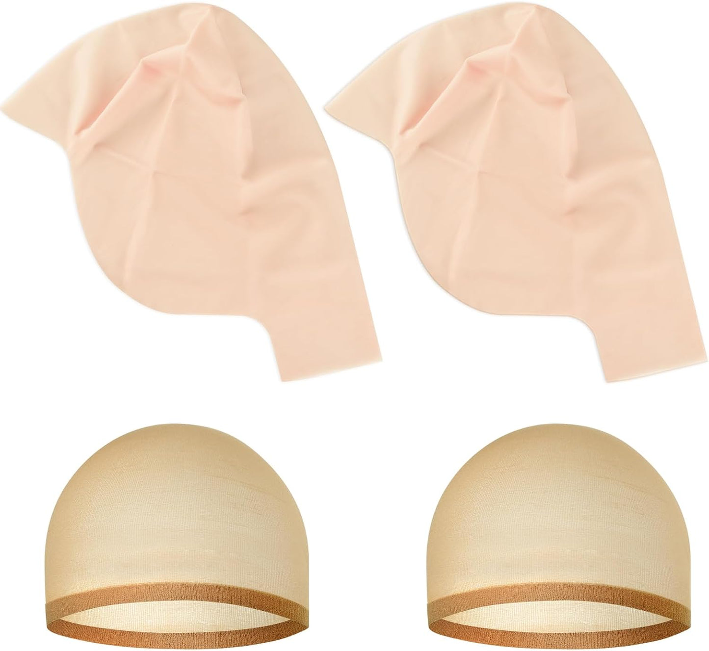 Halloween Bald Cap for Women - Latex Makeup Head Caps for Costume Parties | 2/4/6/8 Pack