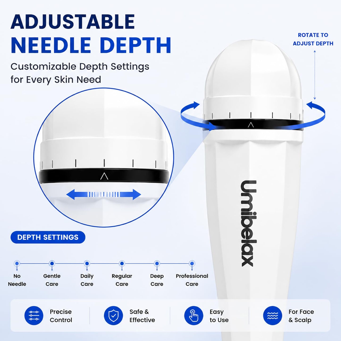 Derma Stamp - Umibelax Microneedling Derma Stamp for Hair, Beard, Scalp & Face, Microneedle Roller Dermastamp for Women and Men(0.25mm)