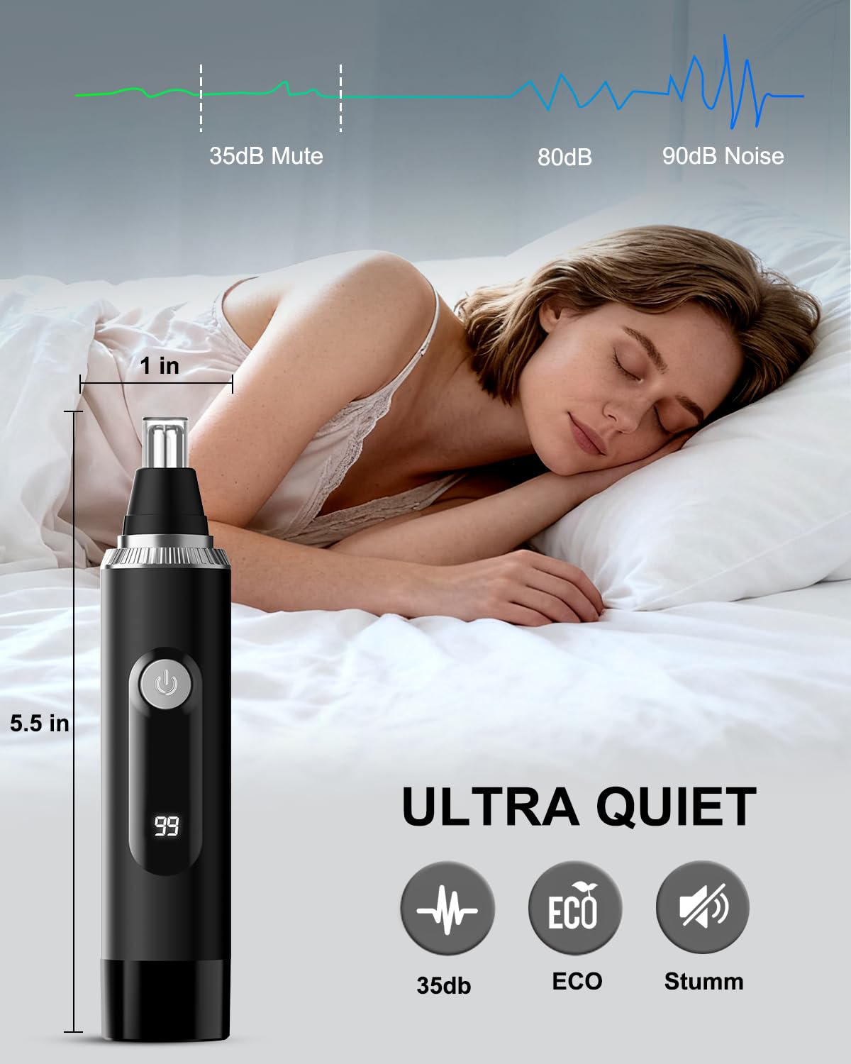 Nose Hair Trimmer for Men and Women,2026 Professional Painless IPX7 Waterproof Eyebrow & Facial Hair Trimmer,USB Rechargeable with LED Display Dual-Edge Blades for Smoother Cutting,BlackSilver