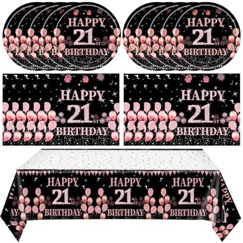 Rose Gold 21st Birthday Party Supplies Set for 20 Guests