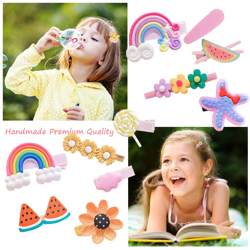 Ivylovme 28 PCS Cute Hair Clips Set for Girls - Animal, Flower & Rainbow Designs