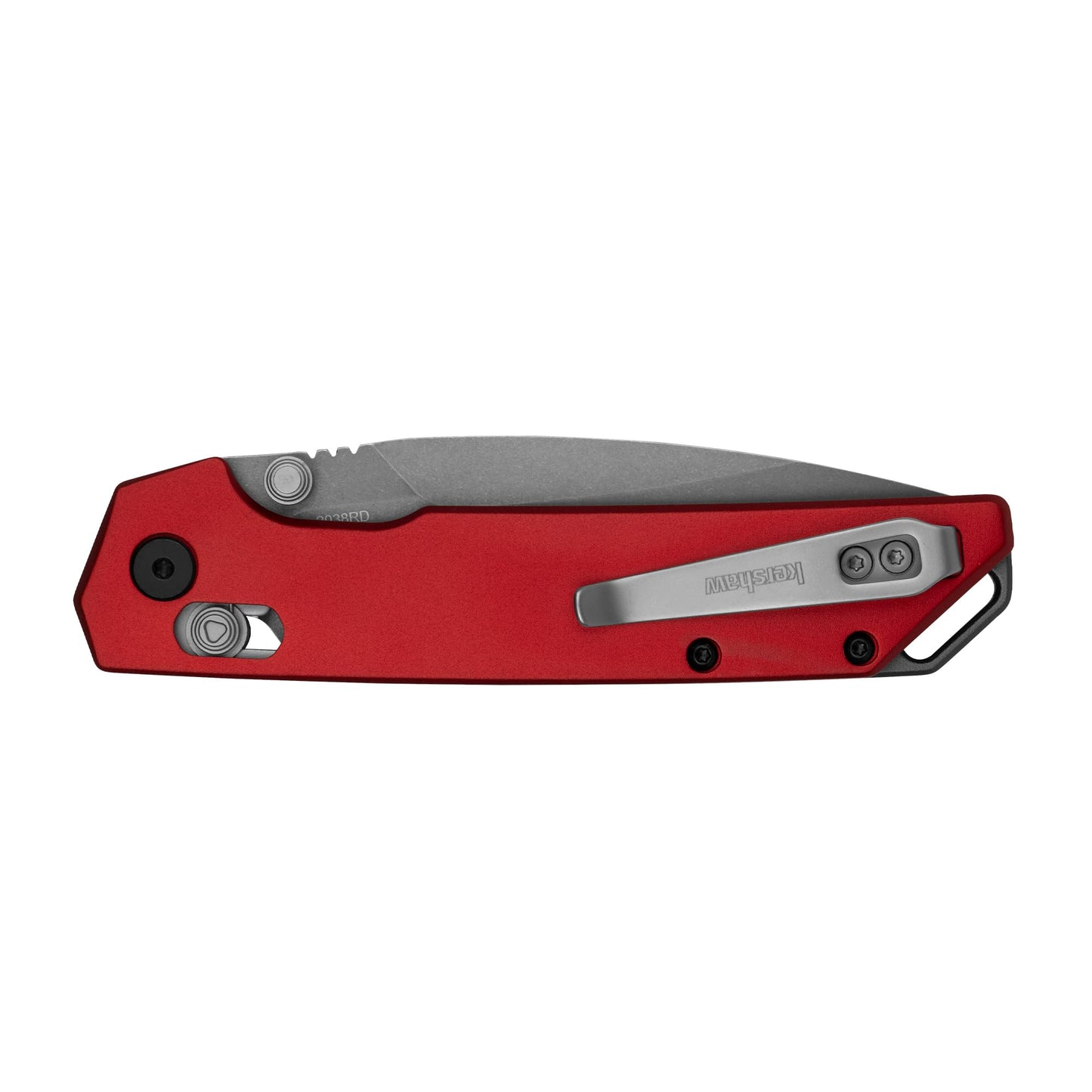 Kershaw Iridium Pocket Knife, Red Design, 3.4 Inch Steel Spear Point Blade, EDC with Thumb Stud Opening, Reversible Deep Carry, DuraLock, Everyday Carry Pocket Knife for Men and Women