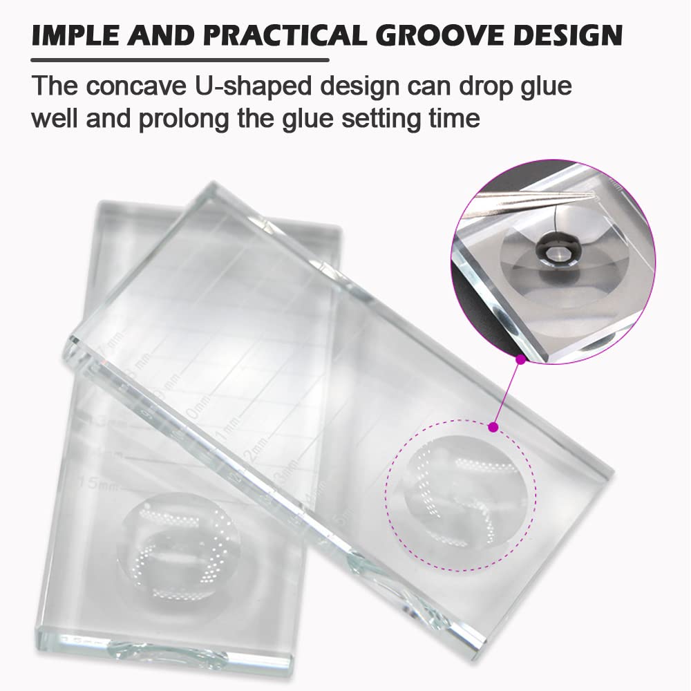Eyelash Extension Crystal Palette - 2-in-1 Glass Lash Stand Tray for Adhesive Glue | 2 Pcs