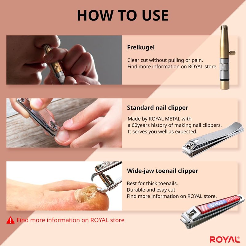 ROYAL [Made in Korea] NO Battery,3 Pcs Nose Hair Trimmer Set,Value Pack(Nose Hair Trimmer with 2 Nail Clippers) The Best Gift for Family, (Black&Brass)