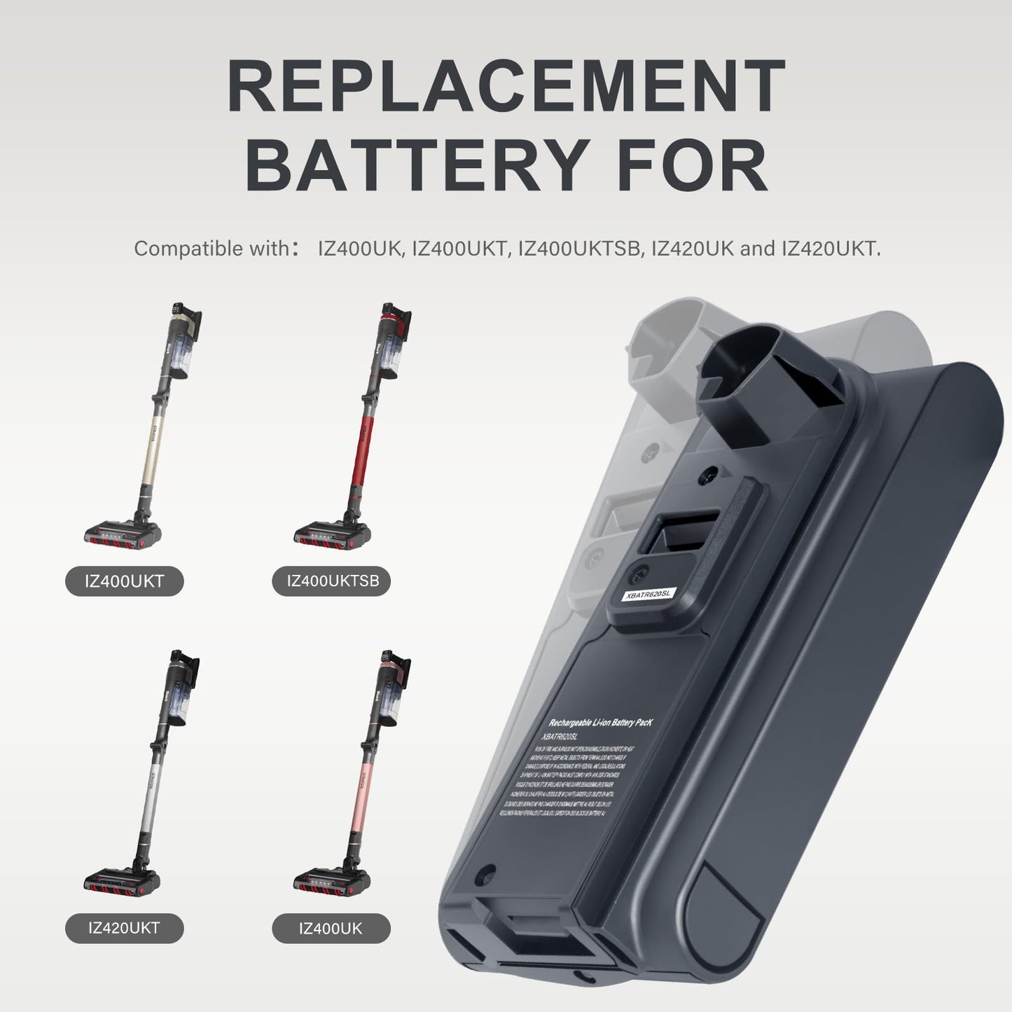 YCFSERMYO 3500mAh 21.6V Replacement Battery for Shark XBATR620SL Compatible with IZ540H, IZ562H, UZ565H,LZ500 Shark Cordless Vacuum Cleaners.Black