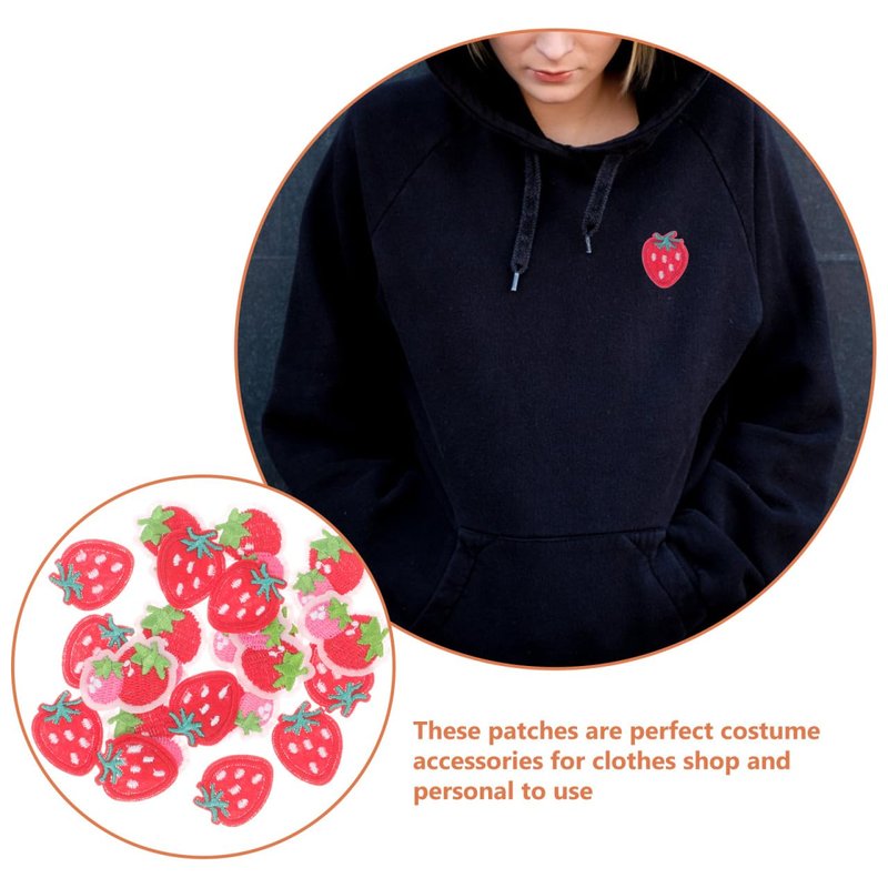 Ciieeo 60 pcs Sewing Embroidered Decoration Strawberry Iron Hats Iron-on Jeans Re Sew Applique Clothing T-Shirts Clothes Decor Back Accessories Ironing Patch Appliques for Replacement