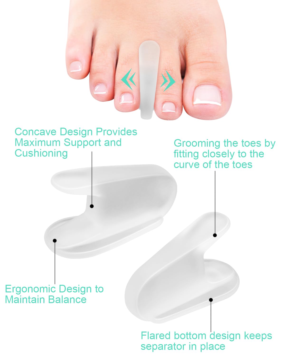 BLATOWN 18Pcs Gel Toe Separators for Bunions, Silicone Toe Spacers Bunion Corrector for Feet Women Men Pain Relief, Soft Flared Toe Spreader Straightener for Overlapping Toes(12L+6S)