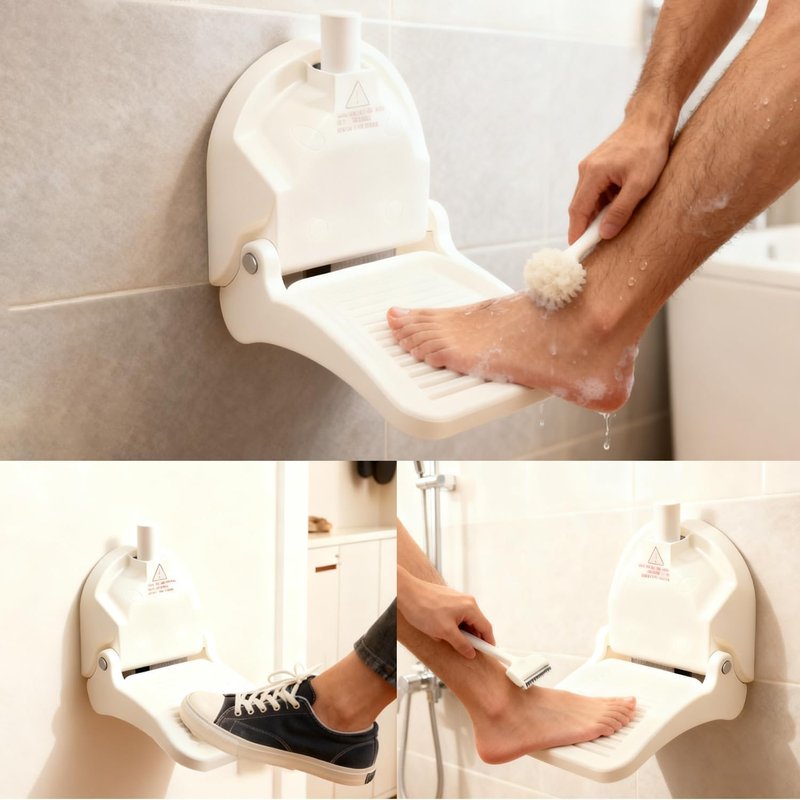 Shower Foot Rest for Shaving Legs, Foldable Step Foot Rest Tool Stand to Shave Legs, Anti-Slip Shower Ledge Leg Shaving Shelf, Suitable for RV Bathroom,Easy to Carry While Traveling