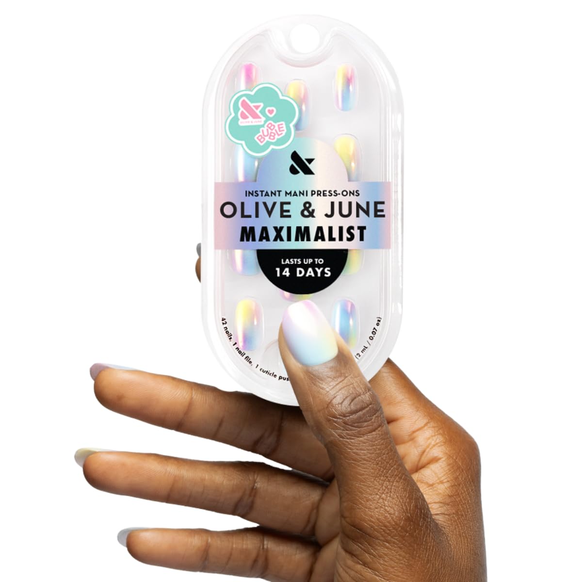 Maximalist Press-On Nails | 42 Non-Toxic Fake Nails in 21 Sizes | Short Almond Sparkle Party Design