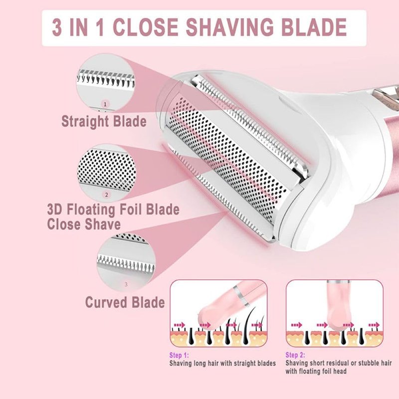 5-in-1 for Women Electric Shaver, Wet & Dry Electric Razor for Face, Nose, Legs and Under(Gray)