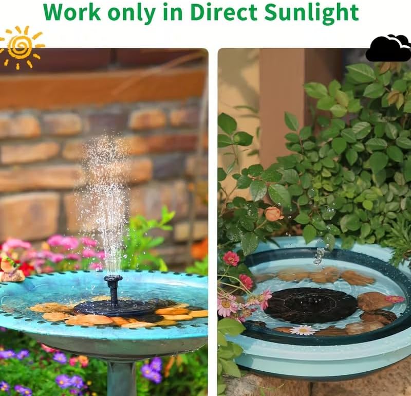Solar Fountain for Bird Bath - IPX8 Waterproof Solar Water Pump | Ideal for Garden, Pond & Outdoor Decor