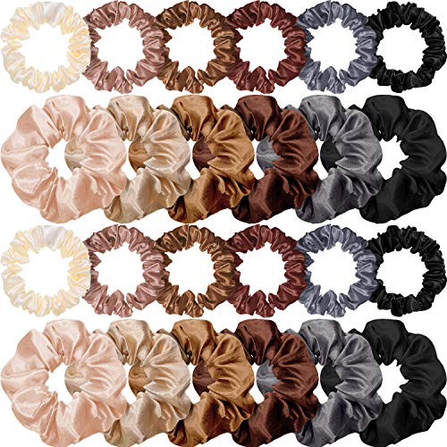 WILLBOND 24 Pack Satin Hair Scrunchies - Soft Elastic Ponytail Holders