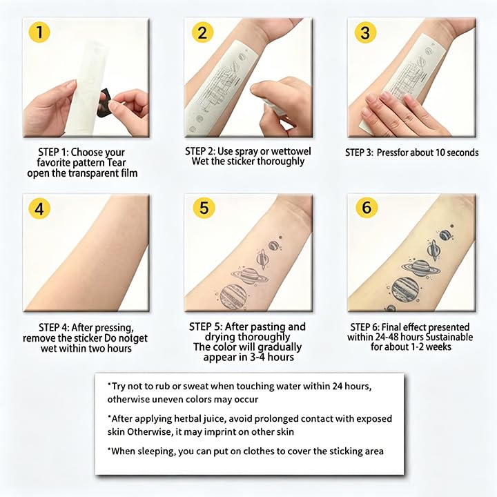 Boldink Mini Cute Temporary Tattoo Set – Hand, Arm, Cat, Butterfly Designs