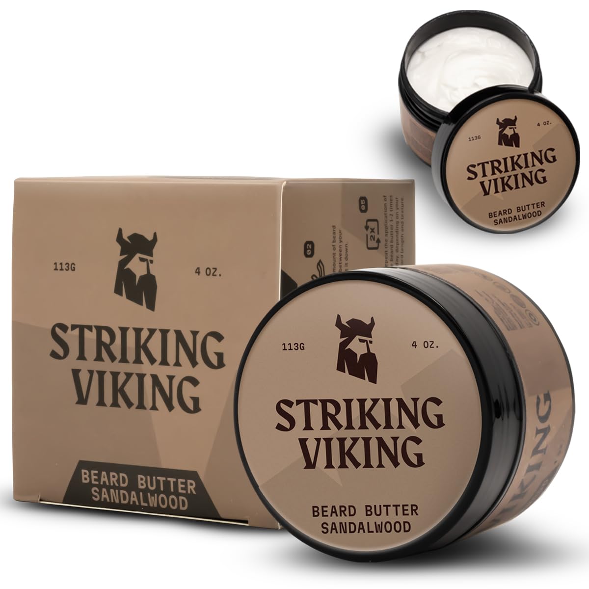 Striking Viking Beard Butter - Non Greasy Beard Butter for Men with Natural ingredients 4oz - Keep your Beard Hydrated & Refreshing with Beard Cream