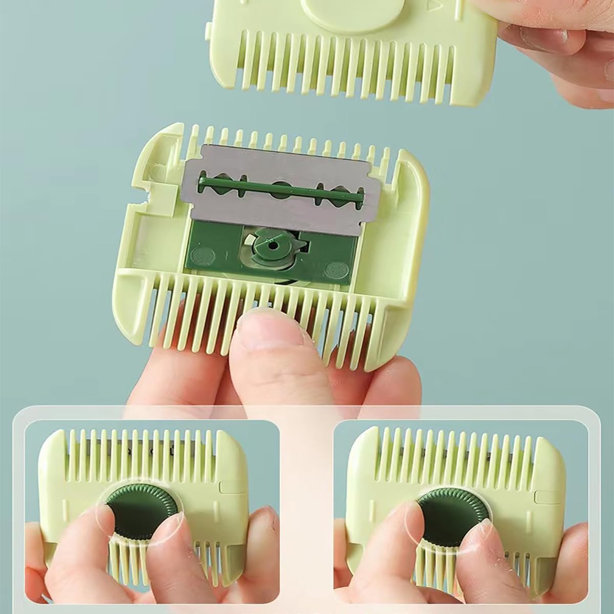 ZBJBinCH Children's Hair Trimmer, 2 in 1 Hair Razor Cutting Comb Tools, Hair Clippers Hair Split End Trimmer, Bangs Trimmer, Split Ends Hair Trimmer for Women (Green)
