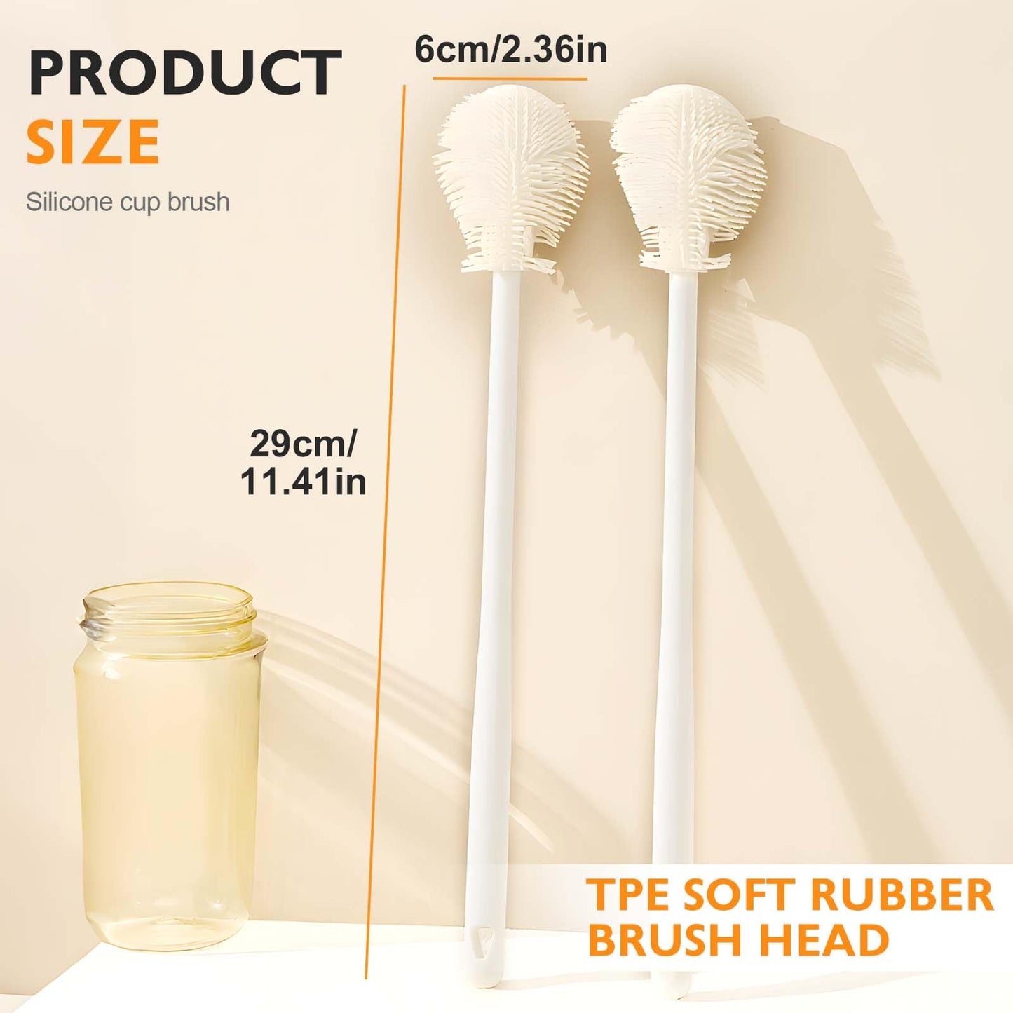 360° Flexible Silicone Bottle Brush with Long Handle, 2025 New Bottle Cleaning Brush, Deep Cleaning Brush for Narrow Neck Bottles, Water Bottles, Baby Bottles, Flasks Soft Bottle Brush (1PC)