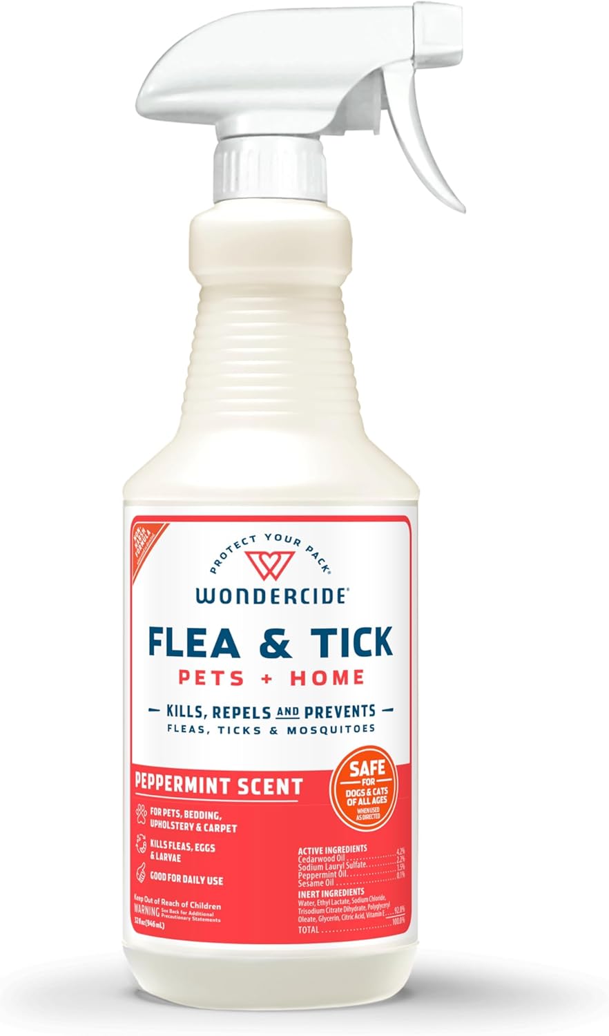 Wondercide Flea, Tick & Mosquito Spray - Natural Essential Oil Formula for Pets & Home | Lemongrass, 16 oz