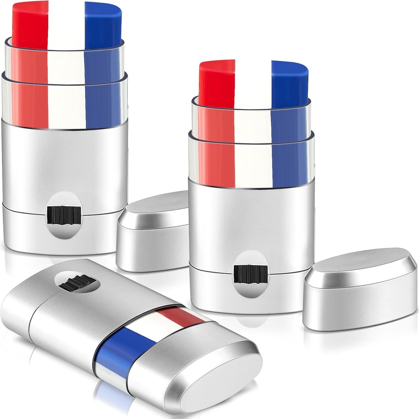 USA Flag Face Paint Set - 3 Pcs Red White Blue | Safe Blendable Makeup for 4th of July & Sports Events