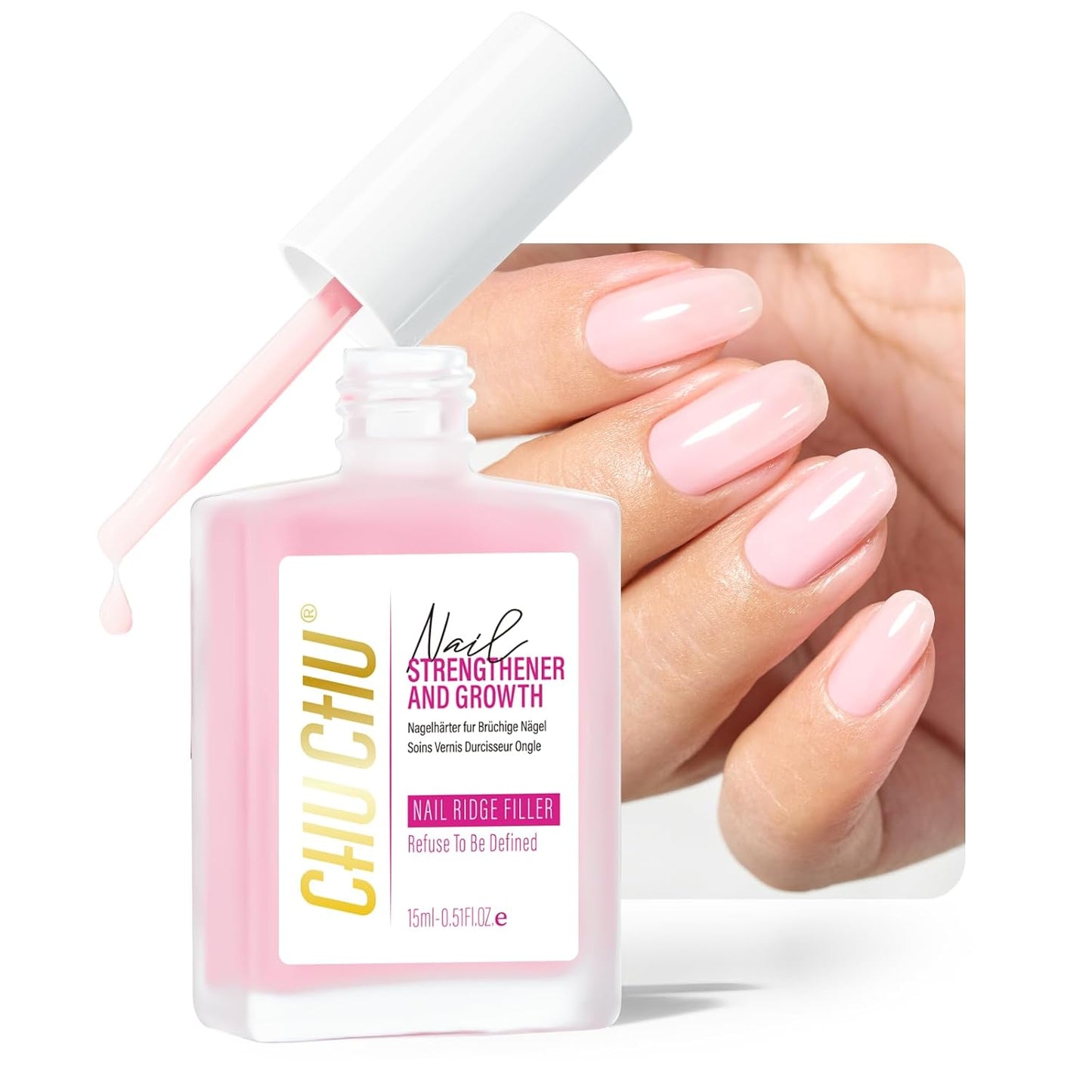 Nail Repair - 8 in 1 Dusty Rose Nail Hardener & Strengthener | Protein Ridge Filler for Weak Nails, 15ml