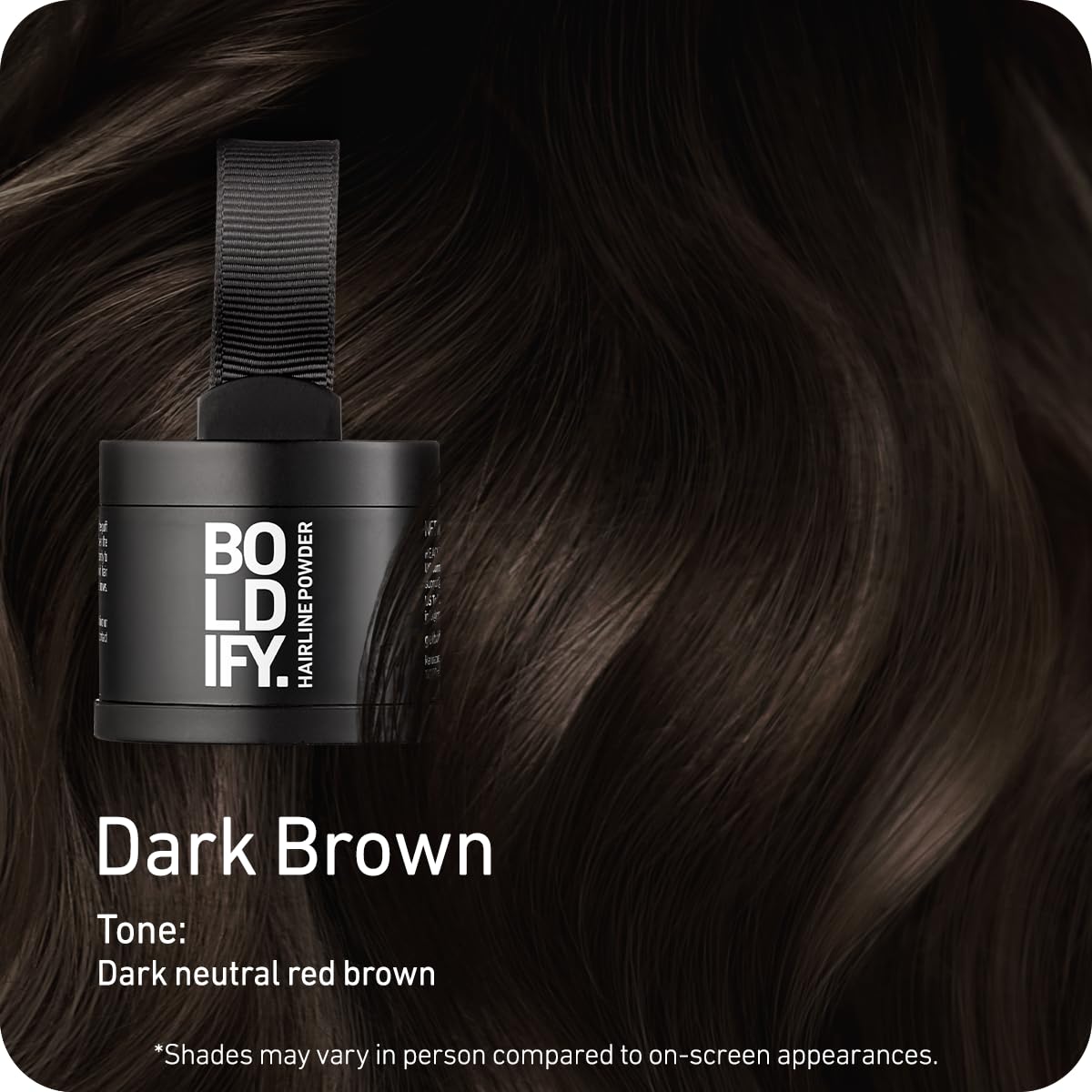 BOLDIFY Hairline Powder - Water-Resistant Gray Coverage Hair Color - 24-Hour Stain-Proof, Mess-Free Formula | Dark Brown