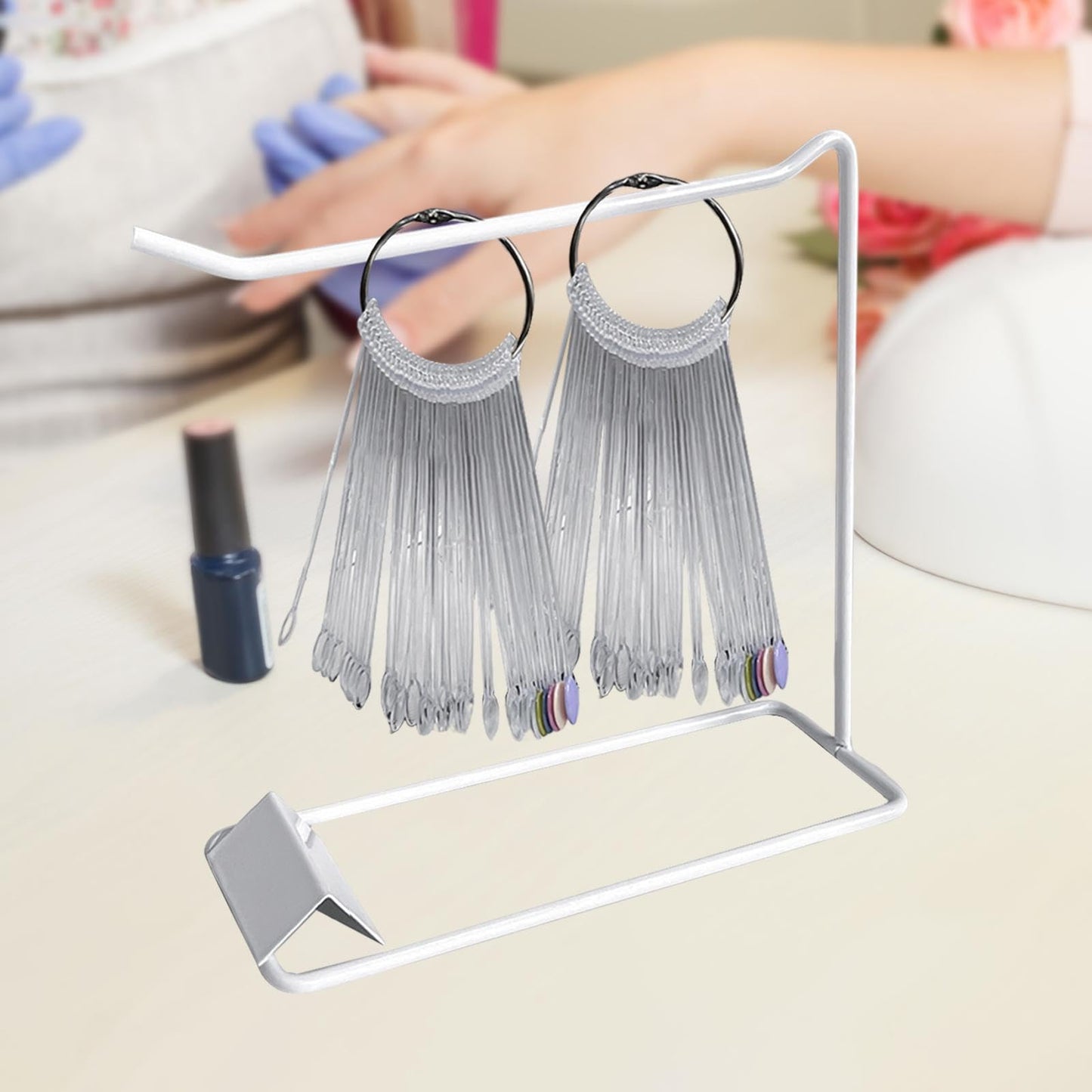 Colaxi Nail Art Display Stand Jewelry Rack Iron Shelf Multifunctional for Dressing Table Accessory 20x7.4x20cm Practice Tool, White