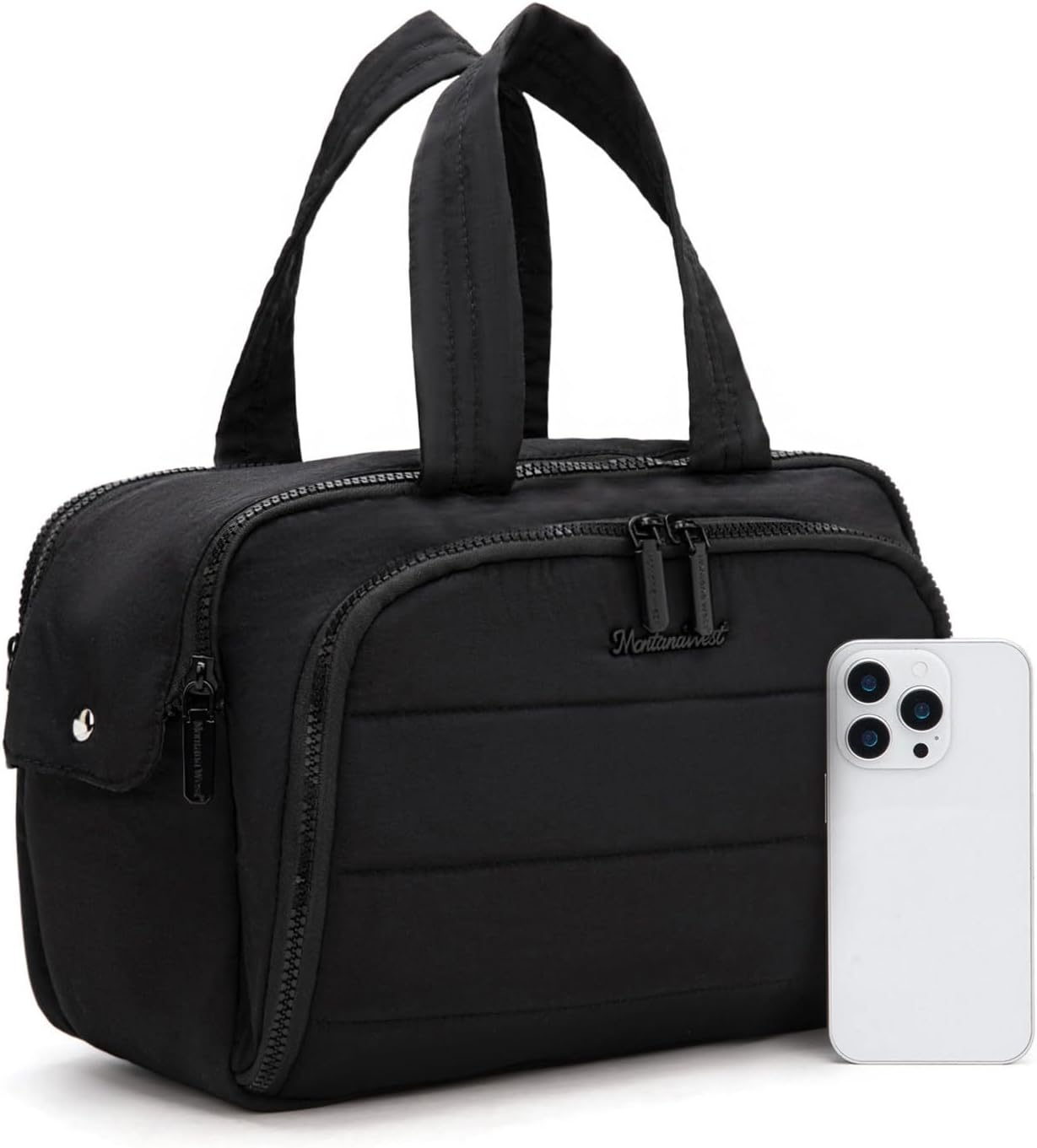 Travel Toiletry Bag for Women - Large Wide Open Puffy Makeup Organizer with Brush Holder | Waterproof, Lightweight Design