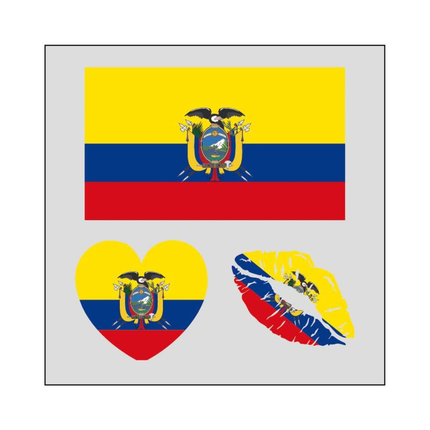 Ecuador Flag Temporary Tattoos for Face –Country National Flag Stickers, Waterproof Patriotic Face Paint Tattoos