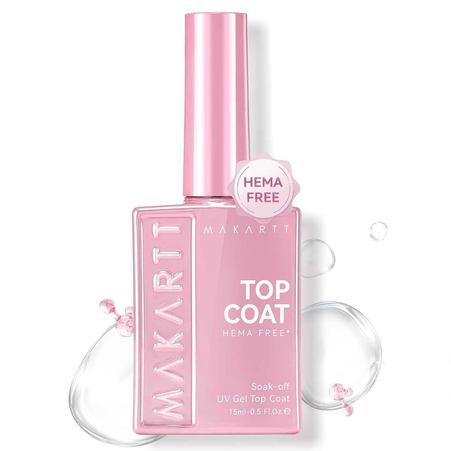 Makartt Gel Top Coat - Hema-Free No Wipe Clear Nail Polish | 15ml Long-Lasting High Gloss Finish for Home DIY