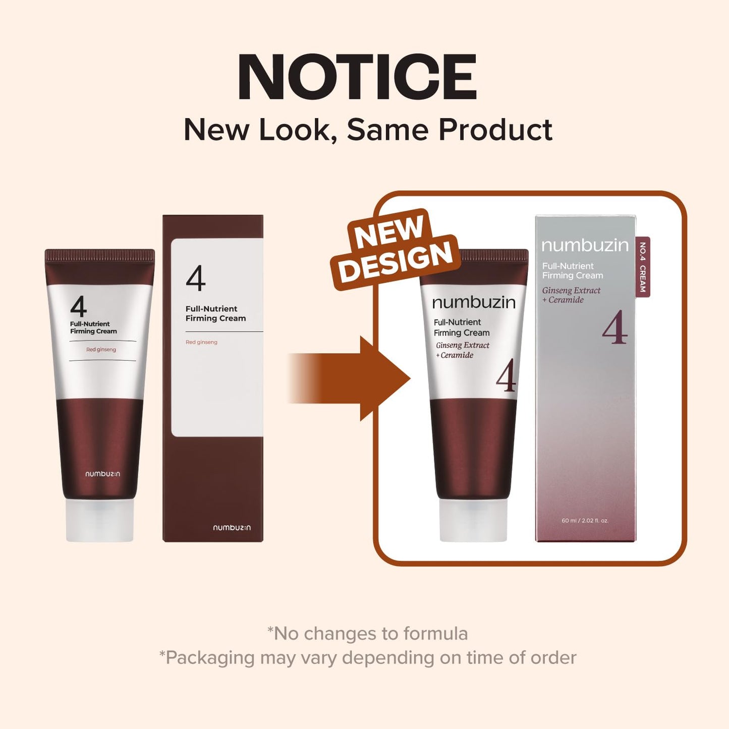 Numbuzin No.4 Cream - Full-Nutrient Firming Cream for Skin Elasticity & Anti-Aging | Red Ginseng & Niacinamide | 2.02 fl. oz.