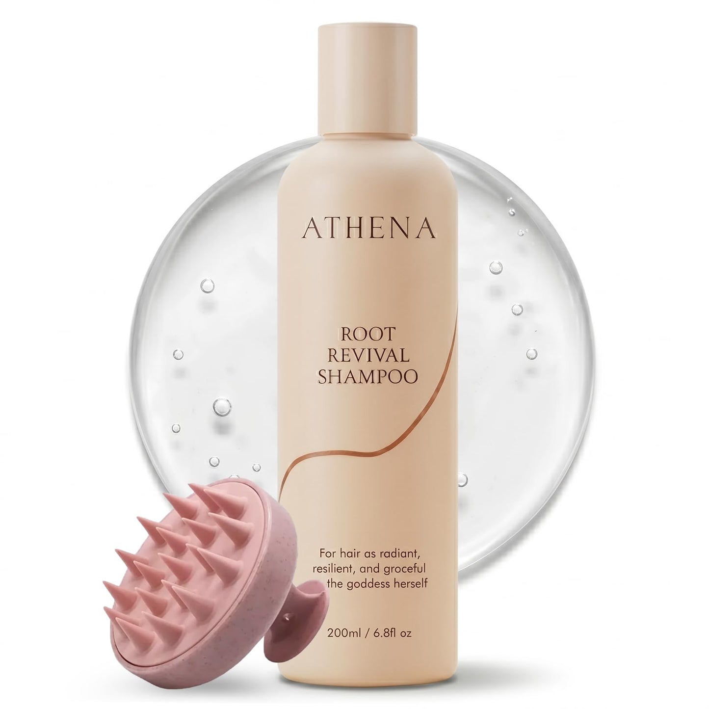 Packuum Athena Root Revival Shampoo, Hair Growth Shampoo for Thinning Hair - Nourishes Scalp and Reduces Breakage, 6.8 Fl.Oz (1 PC+ Scalp Brush)