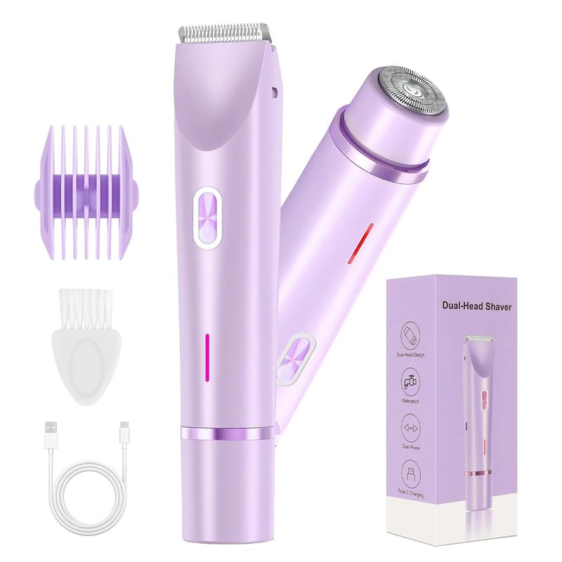 XYOUWEI 2 in 1 Bikini Trimmer for Women, Rechargeable Electric Razors for Women, Wet/Dry Use Lady Electric Shaver for Bikini Face Lip Underarm Legs Pubic Hair