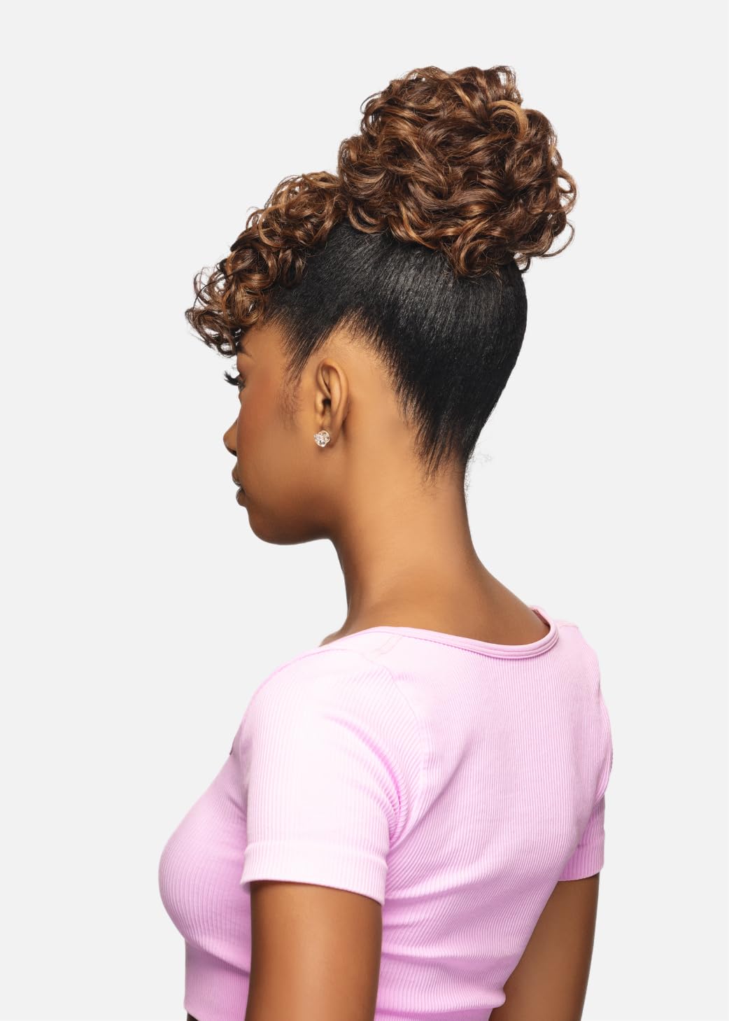Vivica A. Fox Hair Collection | Wavy Bun with Roller Set & Side Bangs - Off Black (1B)
