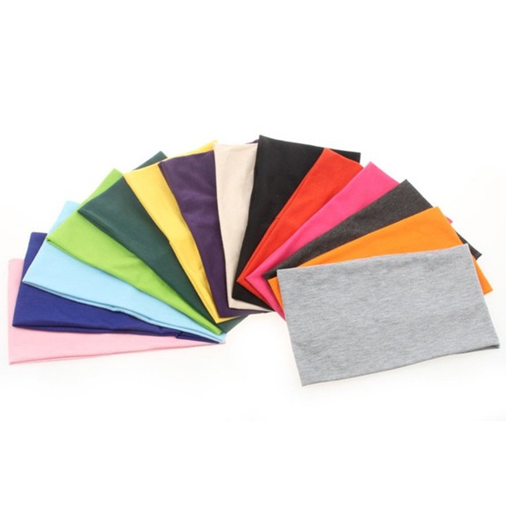 Wide 5-Inch Stretchy Athletic Bandana Headbands - Pack of 12 in Candy Colors | Perfect for Sports & Fashion