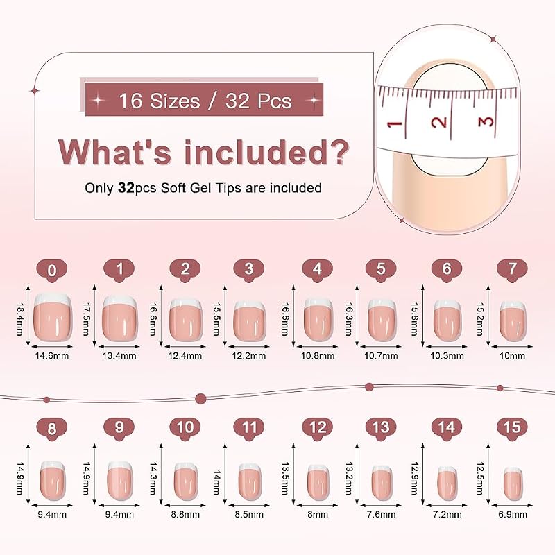 Short Square Soft Gel Press On Nails - Ombre Reusable Nail Kit (32 Pcs)