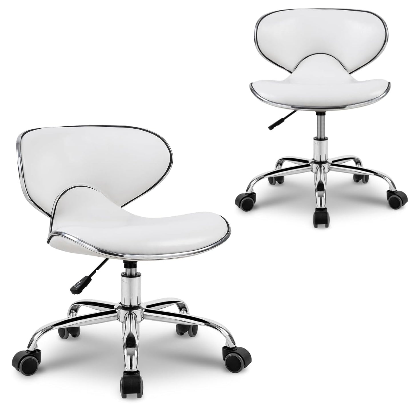 Paddie Pedicure Stool - Height Adjustable Hydraulic Swivel Chair with Back Support | Ideal for Nail Techs, Salons & Spas - Black