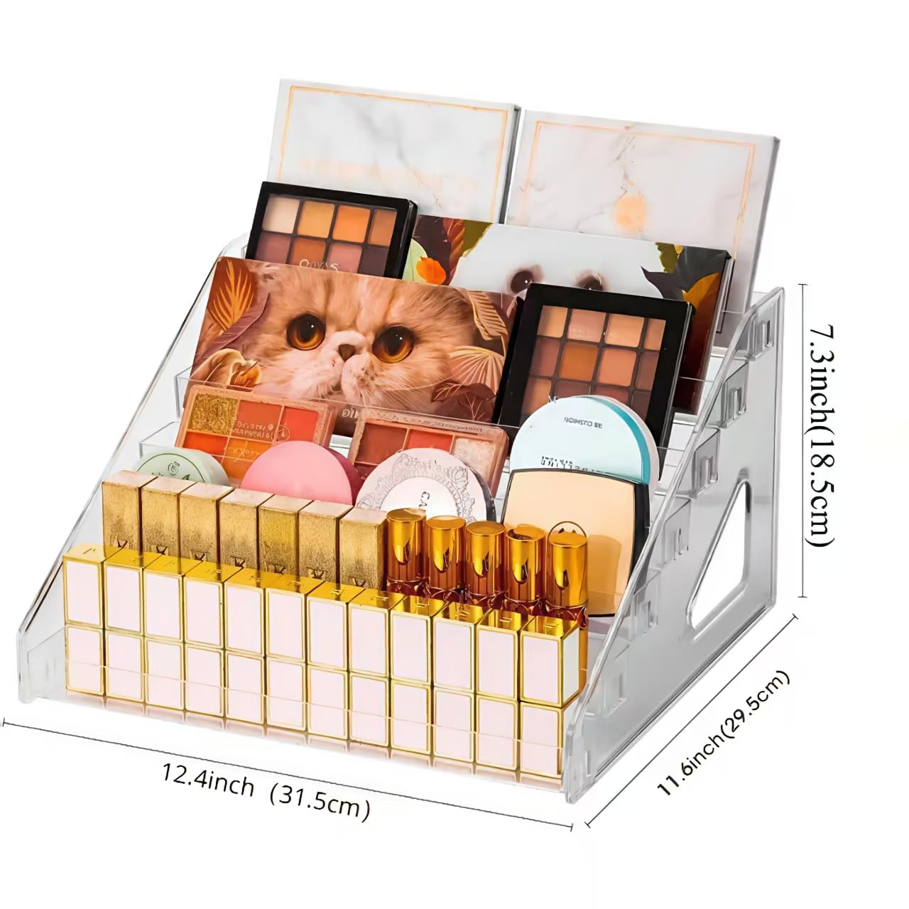 YICBOR Nail Polish Rack, 7 Layers Clear Plastic Nail Polish Storage Organizer Display, Freestanding Makeup Caddy for Sunglasses, Cosmetics (7 Layers)
