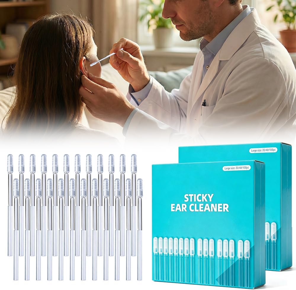 Sticky Ear Cleaning Stick - Reusable Adhesive Ear Cleaner Picks | Gentle Soft Tool with Dust Cover - 24pcs
